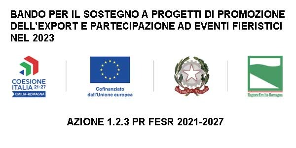 BANDO PER IL SOSTEGNO A PROGETTI DI PROMOZIONE DELL'EXPORT E PARTECIPAZIONE AD EVENTI FIERISTICI NEL 2023. 